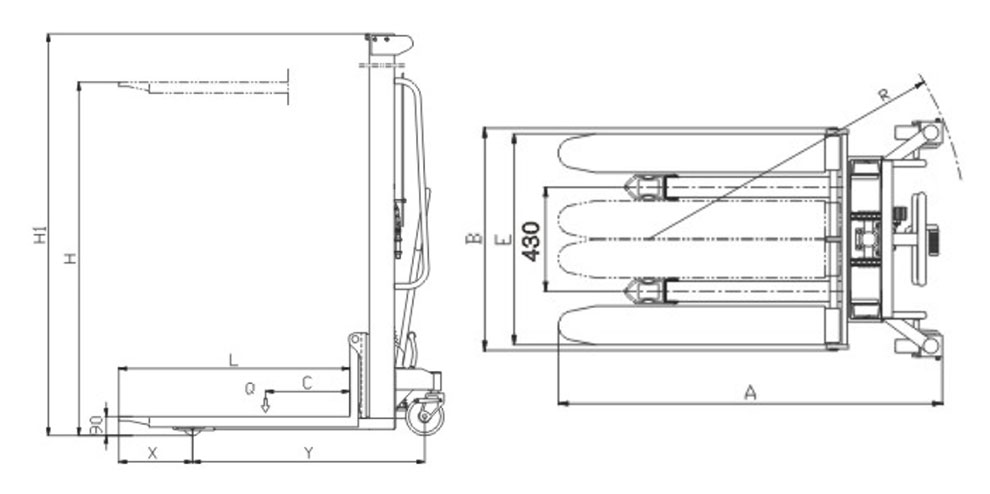 MS hydraulic stacker drawing